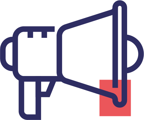 Loud speaker icon representing communication with the public