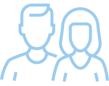 Two people over and under the age of 55 icon