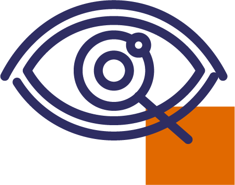 Icon and magnifying glass icon